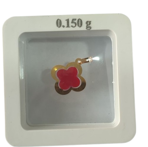 پلاک طلا طرح گل کریستالی قرمز کد P5397