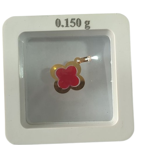 پلاک طلا طرح گل کریستالی قرمز کد P5397